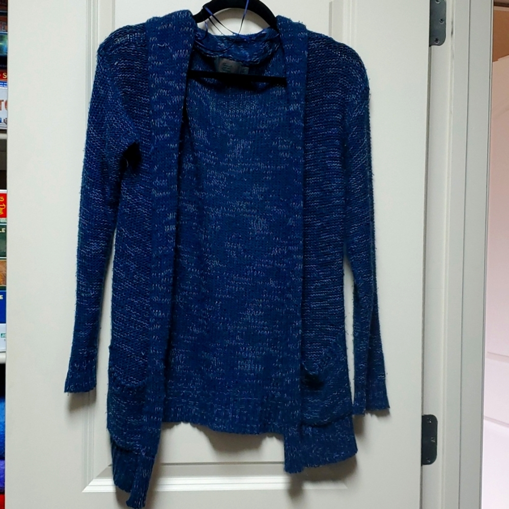 Blue and white speckle cardigan